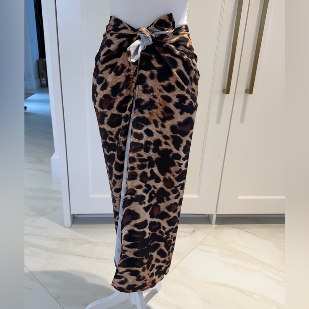 Agua Bendita Leopard Print Wrap Skirt/Pareo